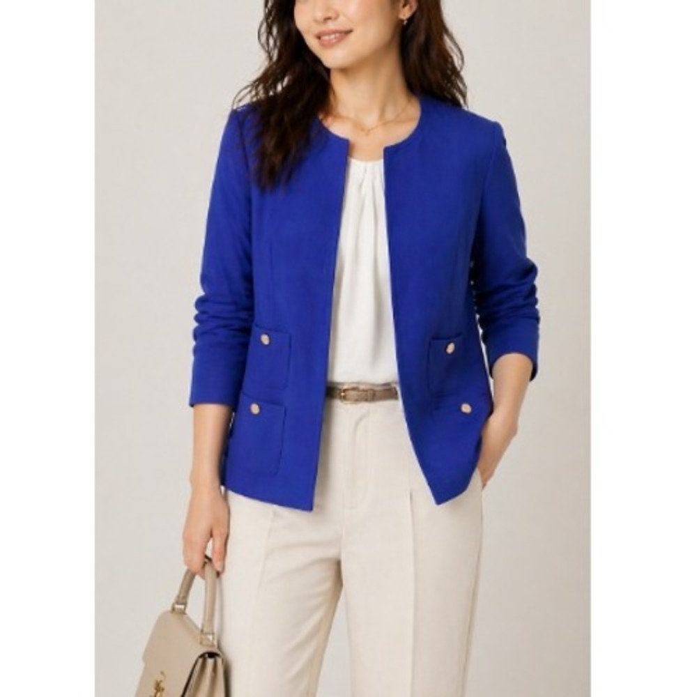 Kasper Women's Royal Signature Collarless Patch Pocket Jacket Size XL NWT